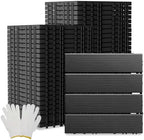 60 Pack Plastic Interlocking Deck Tiles, 60 sq. ft Patio Deck Tile, Dark Gray by laapee