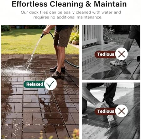Interlocking Deck Tiles Outdoor Waterproof 44 Pack, Plastic Snap Together Patio - Image 7