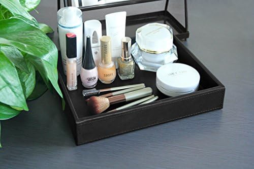 HofferRuffer Faux Leather Vanity Tray, Elegant Desktop Storage Organizer - Image 5