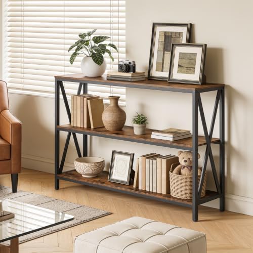 MAHANCRIS 55" Sofa Table, Industrial Console Table, 3-Tier Entryway Table - Image 6