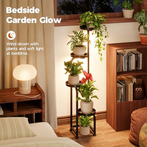 Bamworld Plant Stand with Grow Light Corner Metal Flower Pot Stands - Image 3