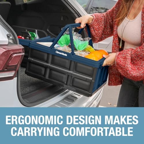 CleverMade Collapsible Shopping Basket, 32L Storage Crate, 1 Pack - Image 6