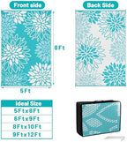 HEBE Waterproof Outdoor Rug 5'x8', Floral Reversible Plastic Patio Rug - Image 2