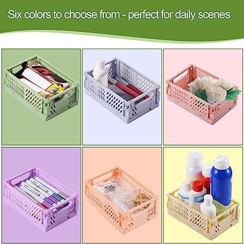 HUUSMOT 6-Pack Collapsible Small Plastic Storage Baskets, 5.9"x3.8"x2.2" - Image 2