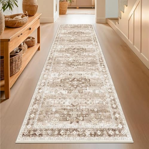 Beige Washable 2'6"x10' Extra Long Runner Rugs - Image 6