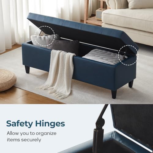 51" Storage Bench, Leather Tufted Storage Ottoman Bench - Image 6