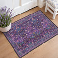 Washable Small Purple Rug 2x3 for Entryway Non Slip, Bohemian Throw Rug for by HazoHaus