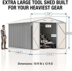 Devoko 8x12 FT Outdoor Storage Shed, Metal Tool Shed - Image 2