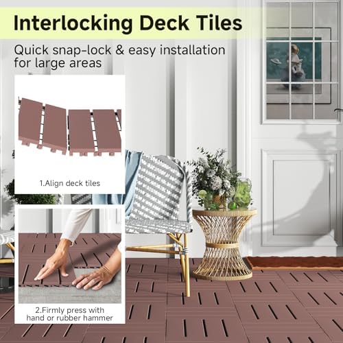 Rovibek 44 PCS Interlocking Deck Tiles, All Weather Patio Tiles - Image 3