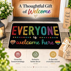 Everyone is Welcome Here Equality Front Door Mat, Pride Rainbow - Image 6