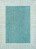nuLOOM Asha Teal Bordered Power Loomed Indoor/Outdoor Area Rug - Image 3
