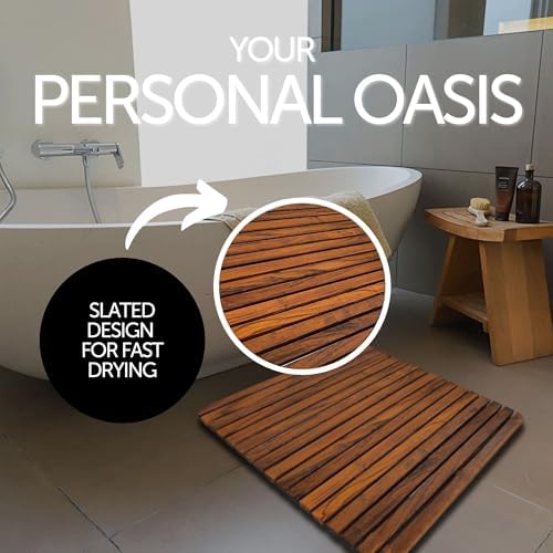 Nordic Style Premium Teak Shower and Bath Mat - Image 3