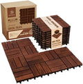 Acacia Wood Interlocking Deck Tiles, Patio & Backyard Tile, 12 in by GREENALLUVIUM