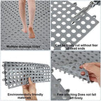 16 Pack 11.8" x 11.8" Interlocking Rubber Floor Tiles Soft PVC Non Slip Shower - Image 3