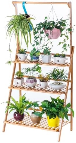 COPREE Bamboo 3-Tier Hanging Plant Stand Planter Shelves Flower Pot Organizer by COPREE