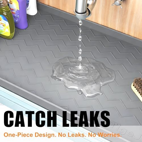 TigeJoy Under Sink Mats for Kitchen Waterproof 25" x 22", Cabinet Liner - Image 5