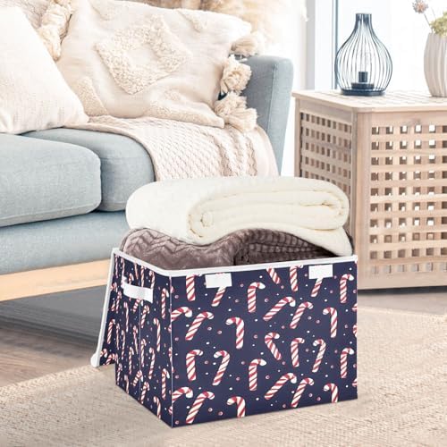 Bolaz Storage Bins with Lids and Handles, Christmas Candy Cane Pattern Storage - Image 5