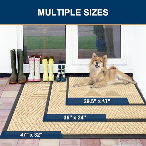 Smiry Front Door Mat Outside Entrance, Low Profile Rubber Doormat - Image 2