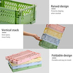 4 Pack Pastel Crates for Storage, Plastic Folding Basket, Colorful Small - Image 5