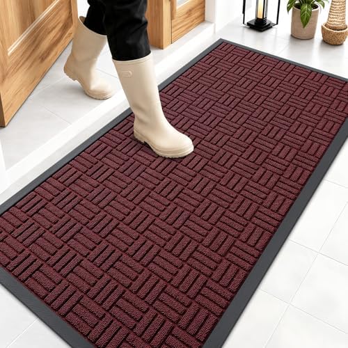 OLANLY Front Door Mat Outside Entrance 47x23, Heavy-Duty Rubber Doormat by OLANLY