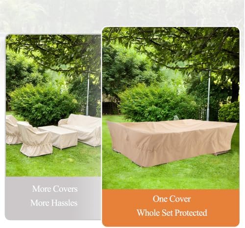 WJ-X3 Large Rectangular Beige Patio Table Cover - Image 4