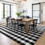 KILOCOCO Buffalo Plaid Checkered Rug 7.5x10 ft Black White Living Room Rug - Image 2
