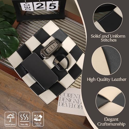 Valet Tray for Men Leather Key Tray for Entryway Table Bedside Nightstand - Image 3