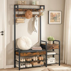HOOBRO Hall Tree with Bench, Shoe and Coat Rack by HOOBRO