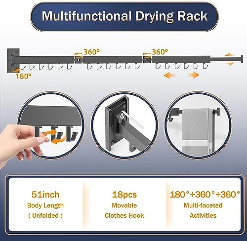 ZdwCyl Clothes Drying Rack, Laundry Drying Rack Wall Mount, Space Saver Clothes - Image 4