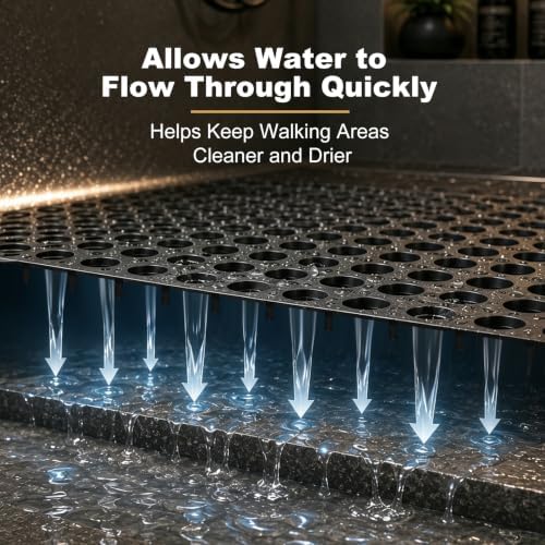 24 Pcs Interlocking Drainage Floor Tiles, 12 Inch Plastic Non Slip Mats - Image 6