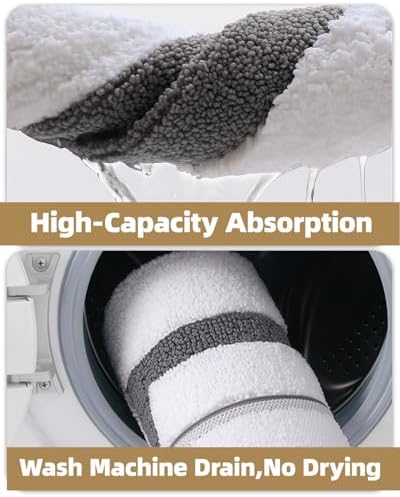 Color&Geometry White Bathroom Rugs 43x24, Extra Soft Absorbent Microfiber Bath - Image 5