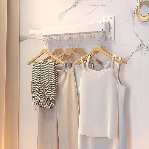 ZdwCyl Clothes Drying Rack, Laundry Space Saver Wall Mounted, Retractable - Image 4