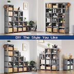 Mavivegue Bookshelf, 18 Cube Storage Organizer, DIY Book Shelf Grey - Image 3