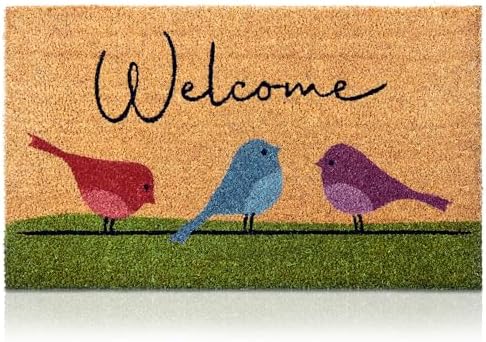 Coir Welcome Mat, Colorful Birds, 24 x 36 in by AmaruDoorMats