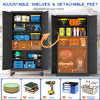 GAIOUS 79" Tall Kitchen Pantry Cabinet, Metal Storage Cabinet Black Cupboard - Image 3