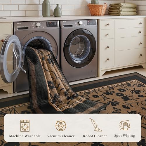 Easy Jute 6x9 Living Room Rug Bohemian Brown Dense Floral - Image 5