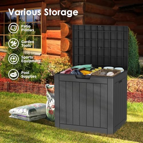 Outdoor Storage Box, 35 Gallon Waterproof Deck Box, Quick Snap-Lock Resin - Image 3