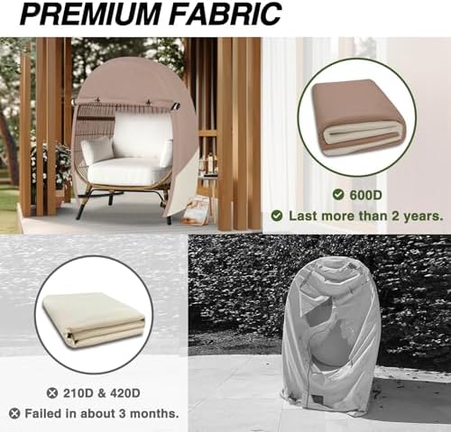 PPorch Shield Waterproof Patio Egg Chair Cover 42W x 36D x 56H inch - Image 5