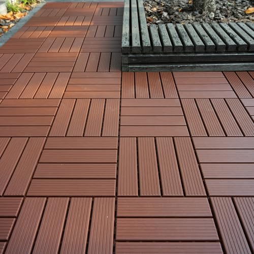 Plastic Interlocking Deck Tiles, 44 Pack Patio Deck Tiles, Patio Floor Decking - Image 6