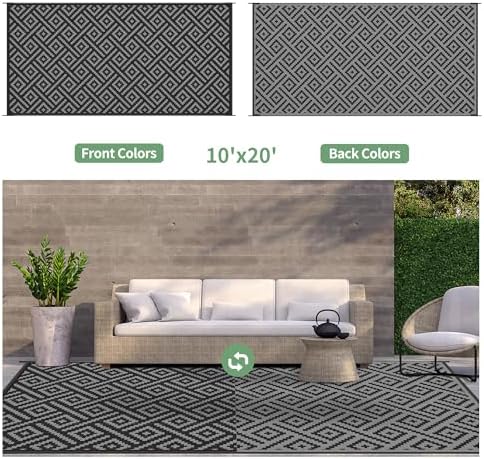 GENIMO Outdoor Rug, Waterproof Plastic Rugs 10'x20' - Image 4