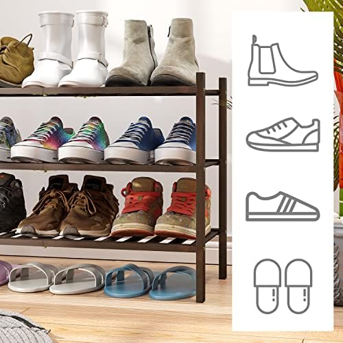 viewcare Shoe Rack for Closet, 3-Tier Bamboo Wood Shoe Racks, Stackable | - Image 4
