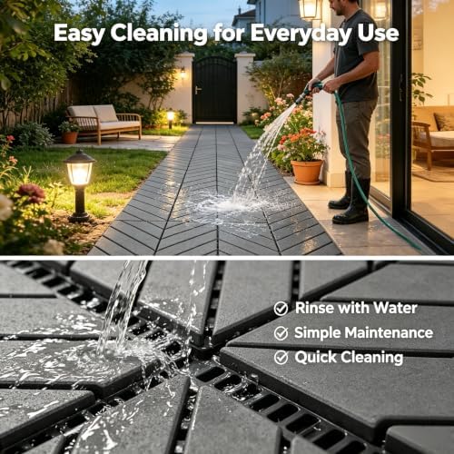 44 Pack Dark Gray 12x12 PP Plastic Interlocking Deck Tiles, Waterproof Indoor - Image 6
