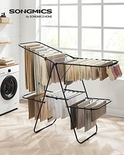SONGMICS Clothes Drying Rack, Foldable 2-Level Stee Laundry Drying Rack - Image 2