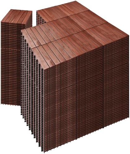 PrimeZone 432 PCS Solid Acacia Wood Interlocking Deck Tiles Outdoor by PrimeZone