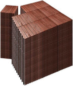 PrimeZone 432 PCS Solid Acacia Wood Interlocking Deck Tiles Outdoor by PrimeZone