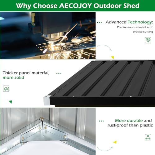 AECOJOY Outdoor Trash Can Storage Shed, 46 Cu.Ft Metal Garbage Bin Enclosure - Image 7