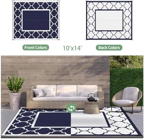 GENIMO Outdoor Rug, Waterproof Plastic Rugs 10'x14' - Image 4