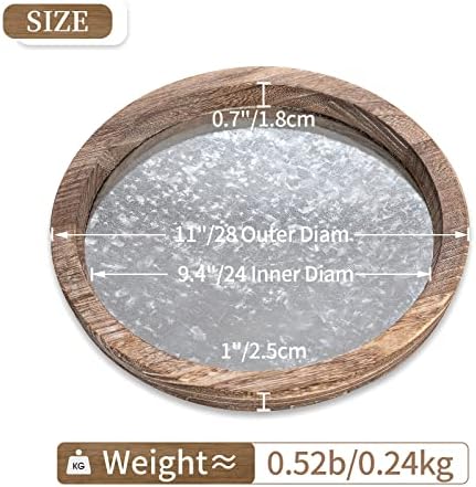 Hanobe Round Wood Decorative Tray: Rustic Wooden Tray - Image 4