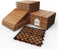 12" x 12" Solid Acacia Deck Tiles, Waterproof Interlocking Deck Tiles by XINONE