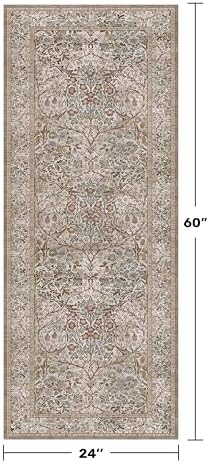 Washable Moss Green 2x5 Neutral Runner Rug - Image 2